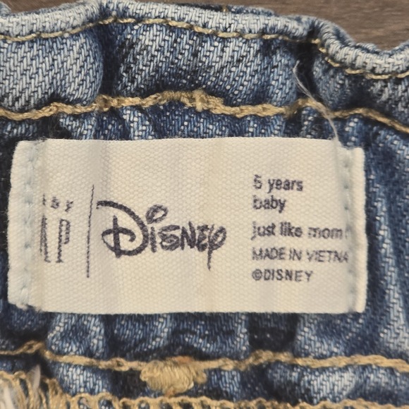 Girls GAP Disney Minnie Mouse Denim Jean Shorts Rainbow Overalls Shortalls 5 - Picture 7 of 8